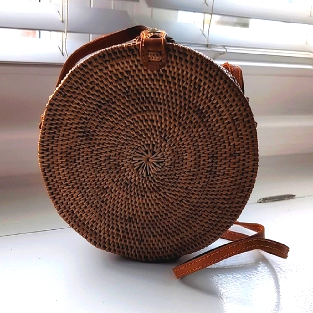 Round Rattan Woven Bag